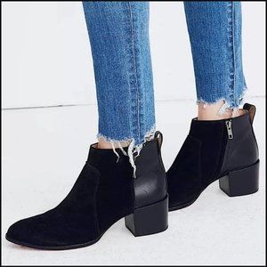 Madewell The Asher Black Suede Leather Ankle Booties Size 7.5 Minimalism 90s